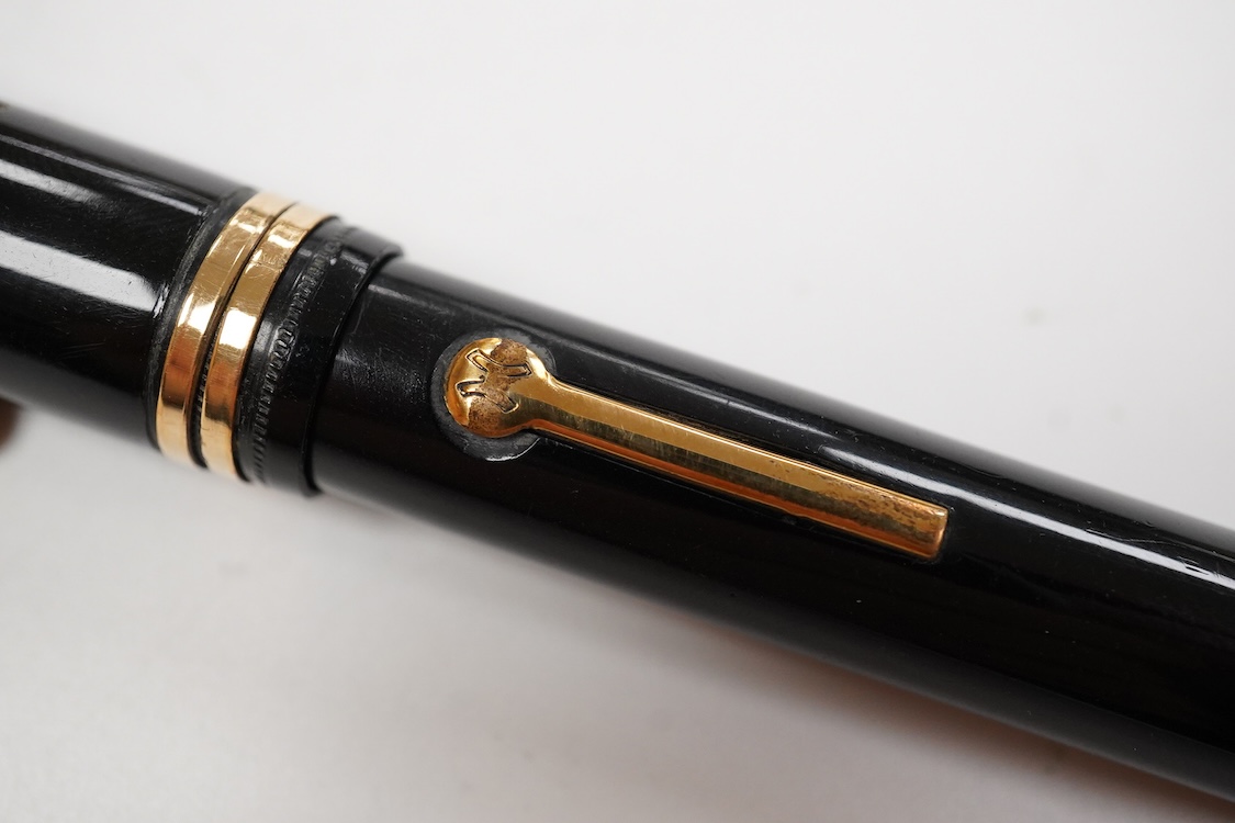 John Holland 'Jewel' fountain pen, lever fill model with gold filled cartouche on back of cap